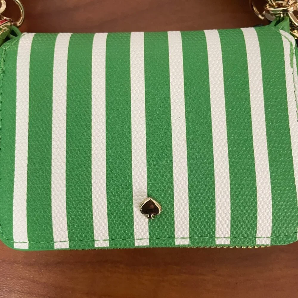 KATE SPADE x TARGET Stripe‎ Mini Crossbody Bag Green & White WOC